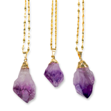 Amethyst Crystal Necklace - Gold