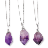 Amethyst Crystal Necklace - Silver