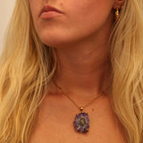Amethyst Flower Necklace - Gold
