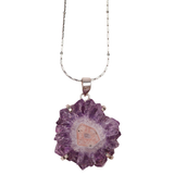 Amethyst Flower Necklace - Silver