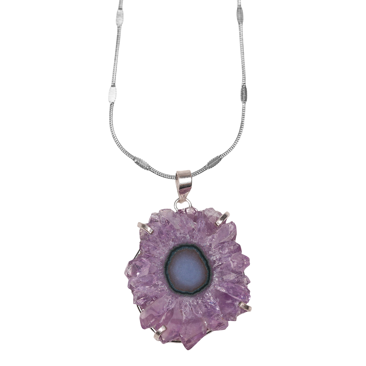 Amethyst Flower Necklace - Silver