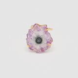 Amethyst Flower Gold Wire Ring