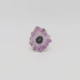 Amethyst Flower Silver Cuff Ring - Light Purple