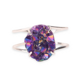 Aura Amethyst Oval Cuff Bracelet- Silver