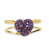 Aura Amethyst Heart Cuff Bracelet