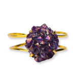 Aura Amethyst Oval Cuff Bracelet- Gold
