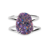 Aura Amethyst Oval Cuff Bracelet- Silver