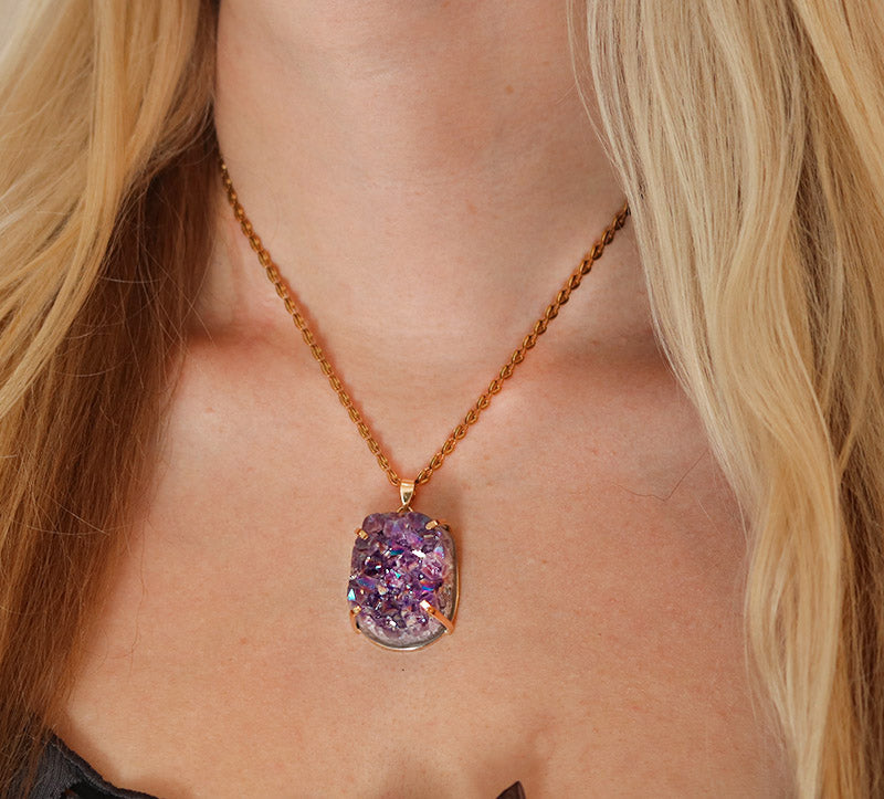 Aura Amethyst Cluster Necklace #1