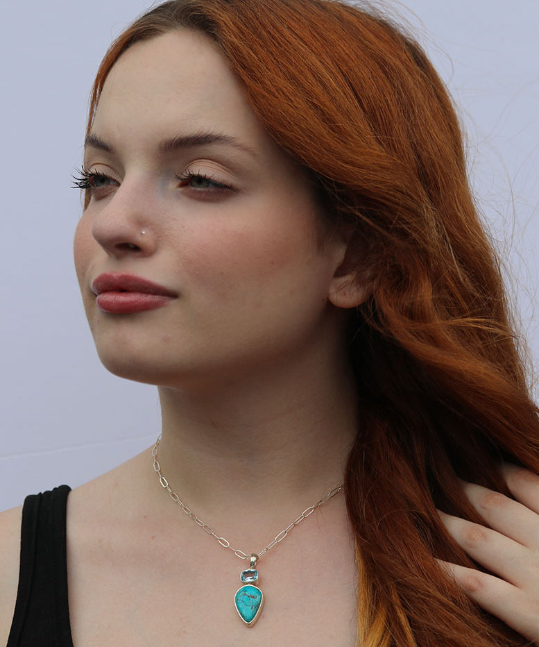 Shattuckite Blue Topaz Necklace