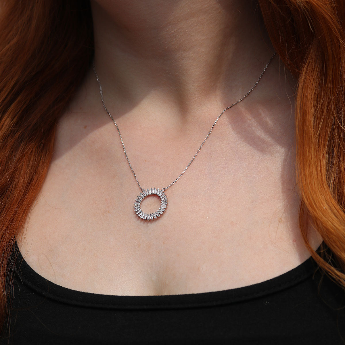 Baguette Crystal Circle Necklace