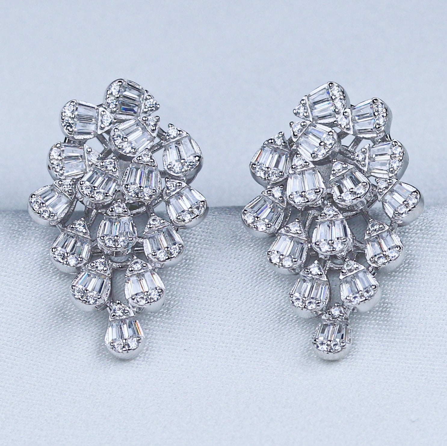 cubic zirconias solid 925 sterling silver cluster studs