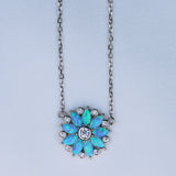 Blue Opal cubic zirconias .925 sterling silver necklace