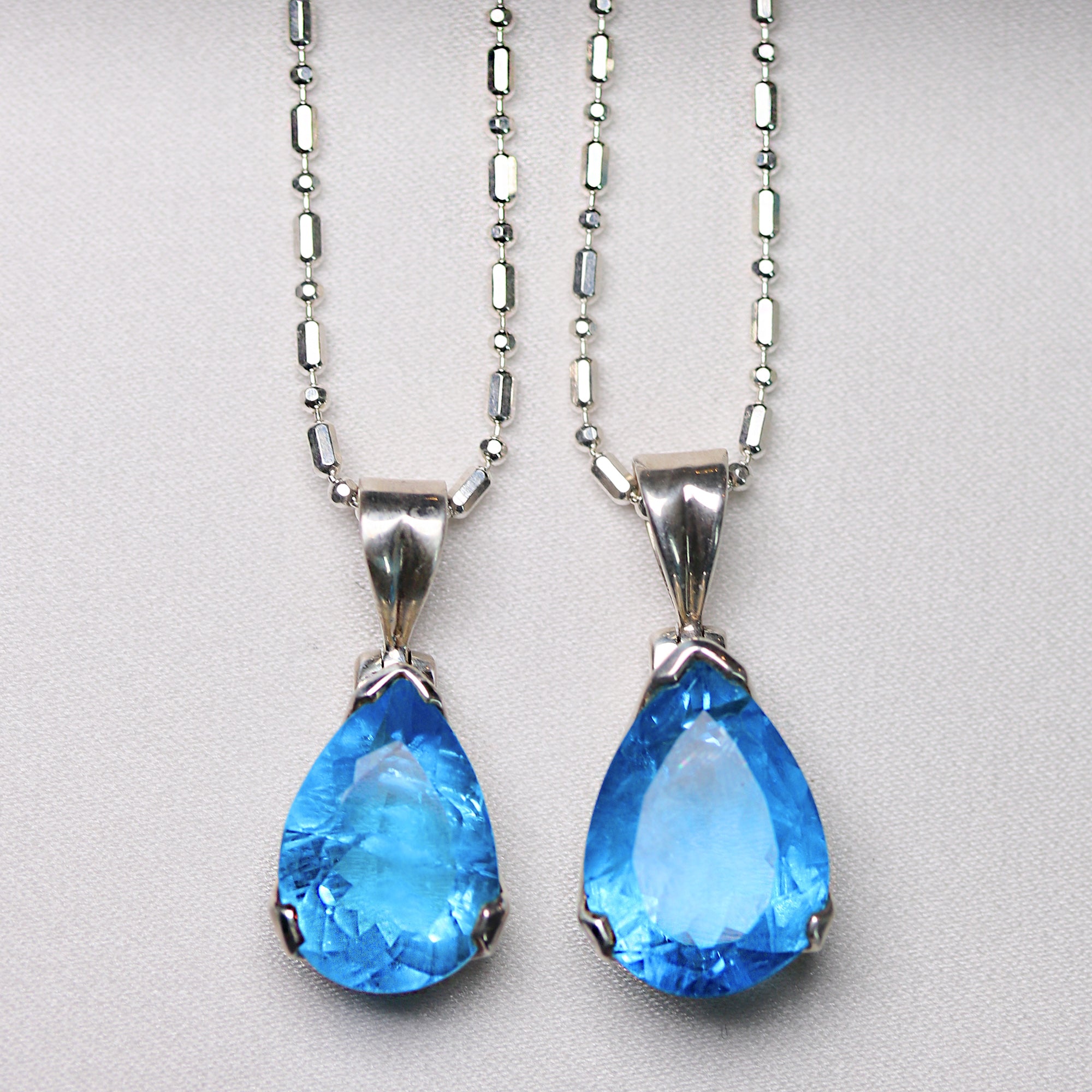 Blue Topaz .925 sterling silver necklace Italian adjustable chain tarnish free