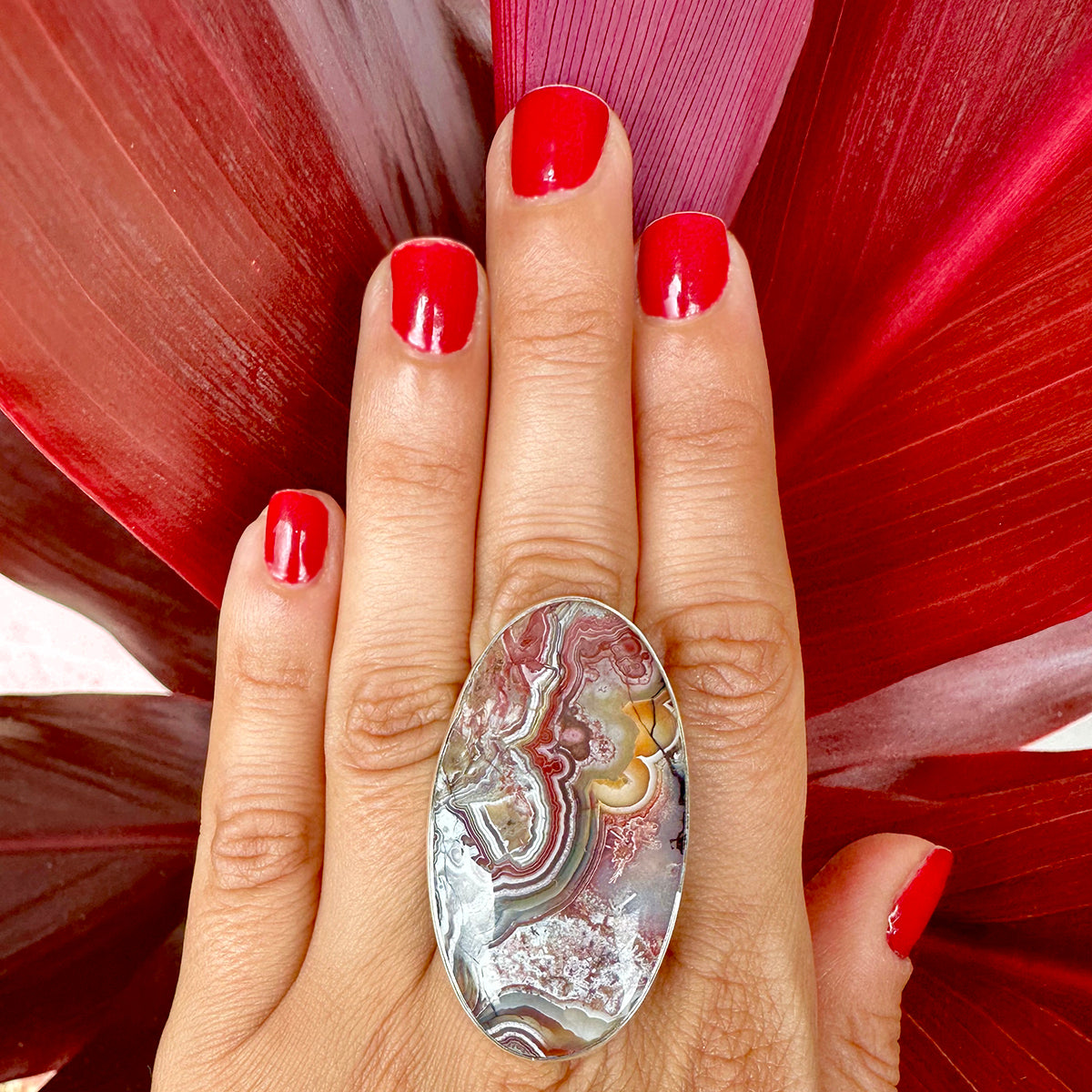Crazy Lace Agate Statement Ring