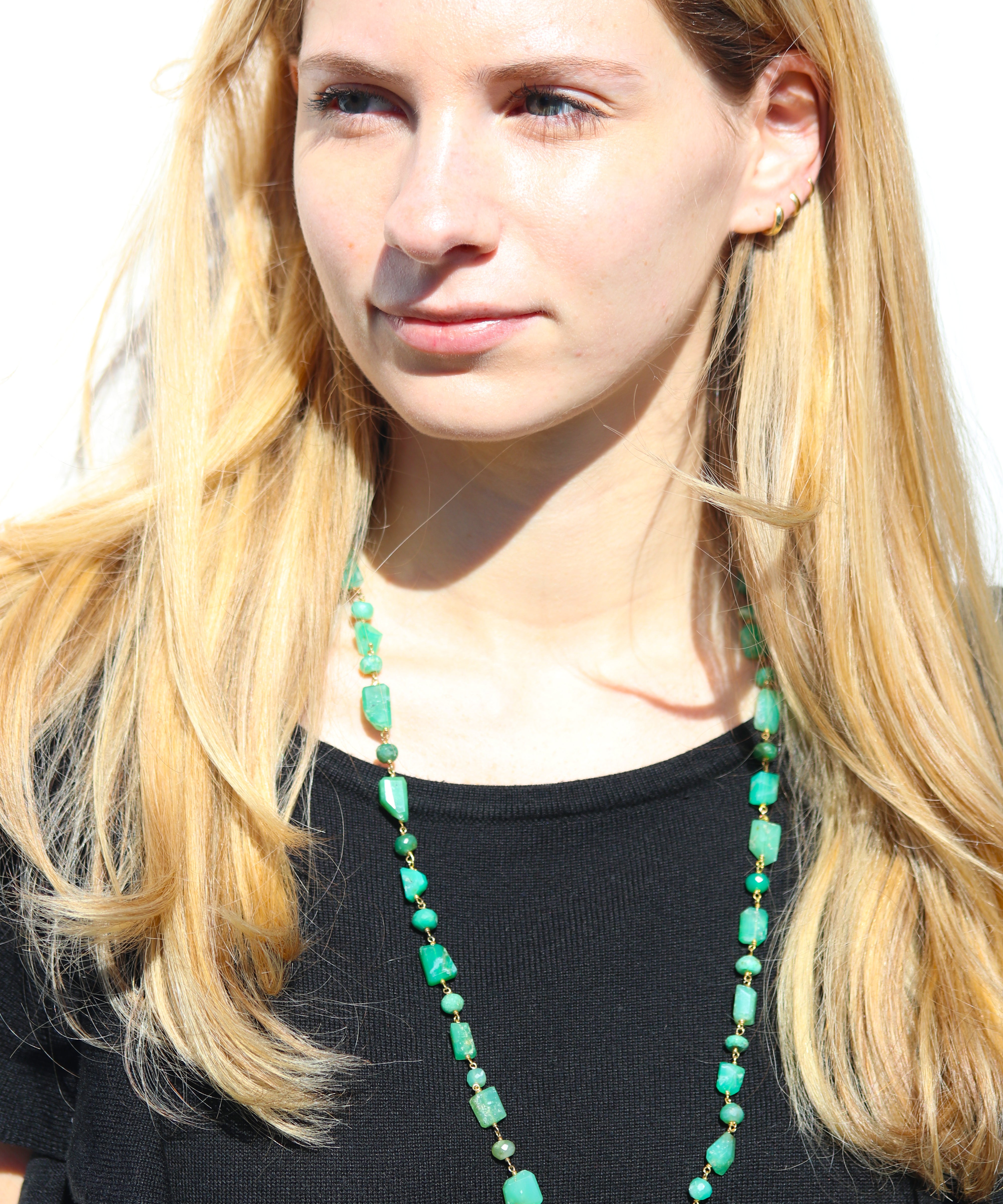 Chalcedony Raw Beads Necklace