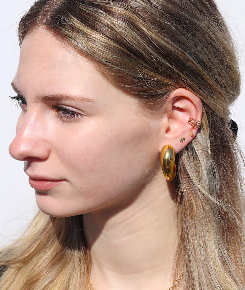 Chunky Gold Horn Hoop Earrings