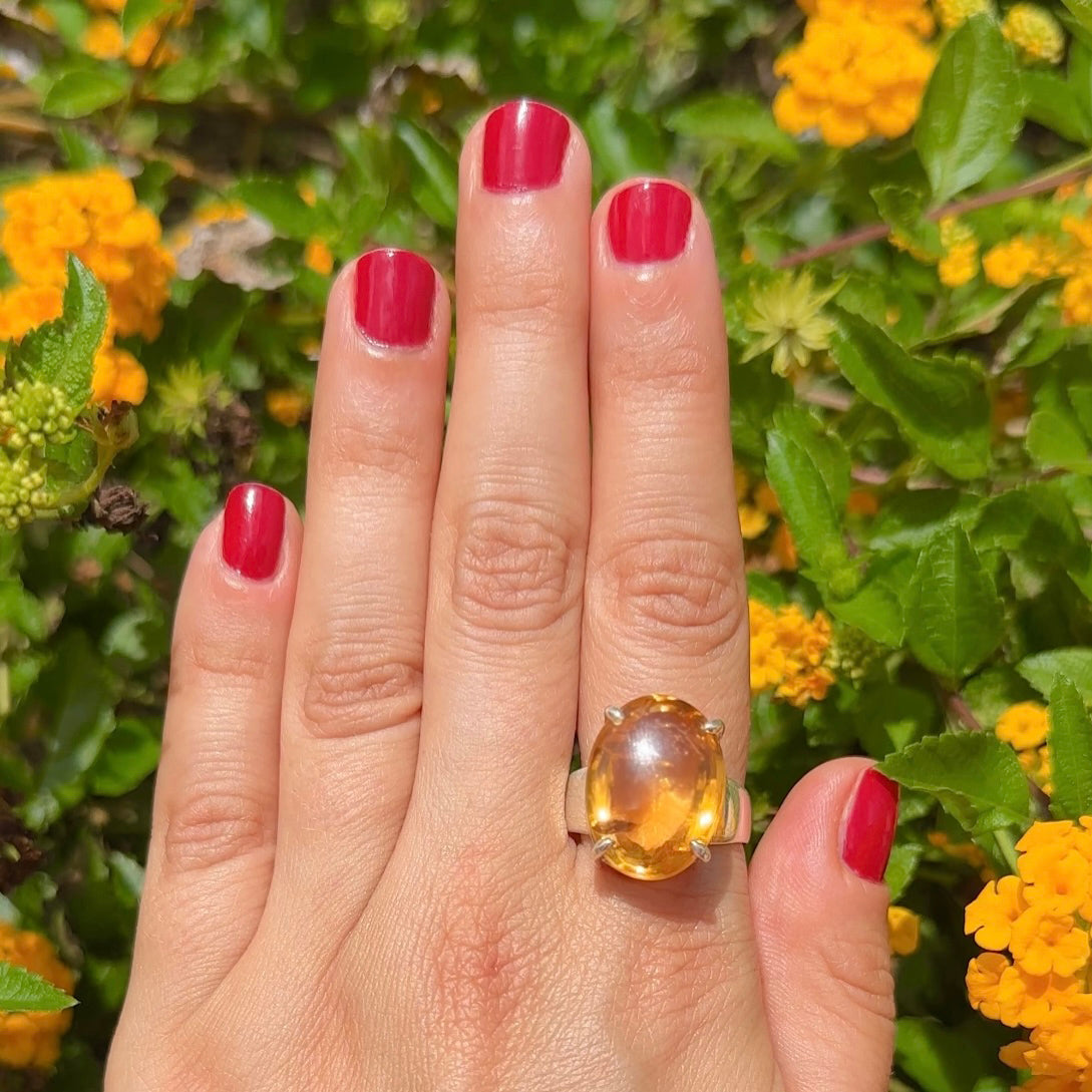 handmade Citrine November Birthstone ring solid .925 sterling silver