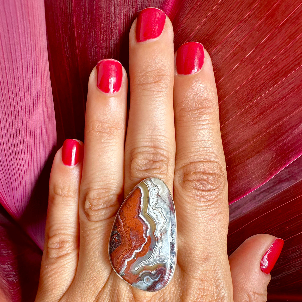 Crazy Lace Agate Statement Ring