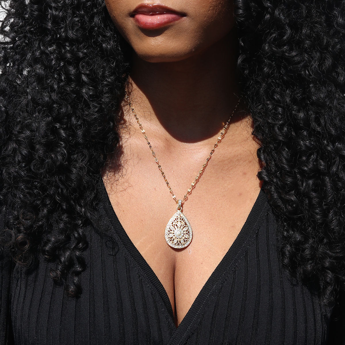 Crystal Teardrop Bloom Necklace