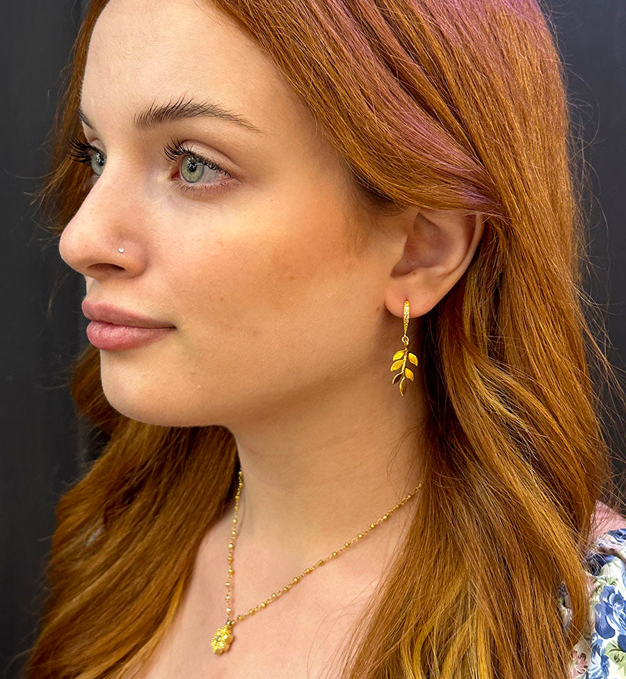 Leaf Crystal Hook earrings