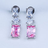  sparkly pink cubic zirconia earrings solid .925 sterling silver