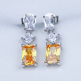  sparkly yellow cubic zirconia earrings solid .925 sterling silver