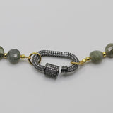 Crystal Clasp Moss Agate Beaded Necklace