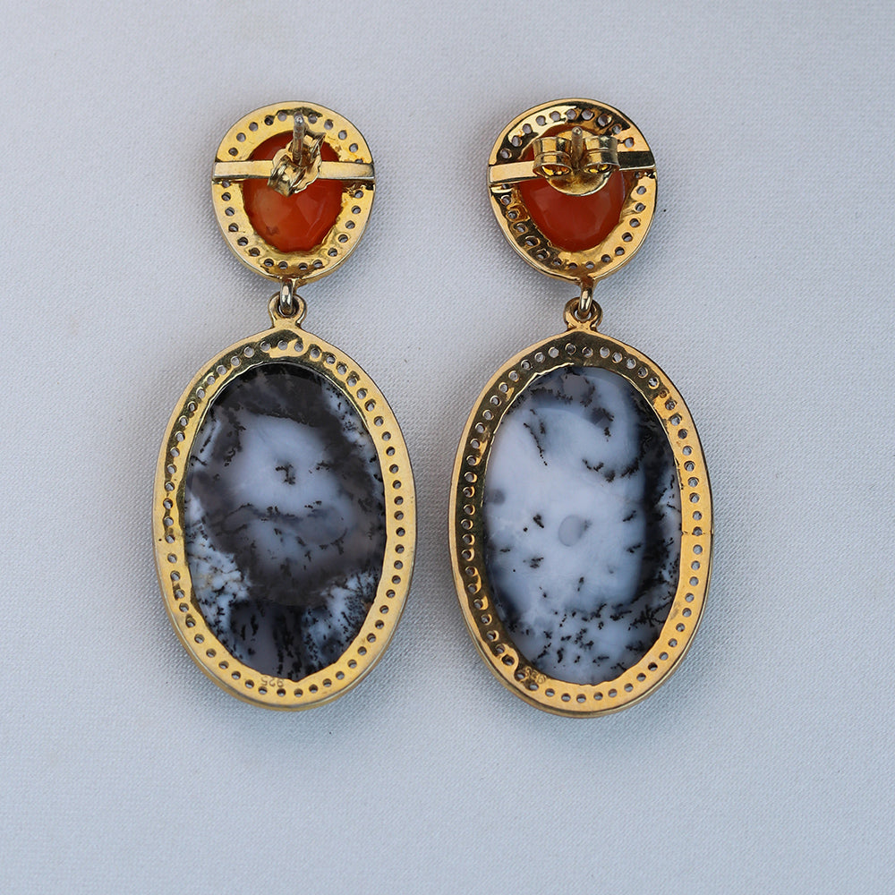 Carnelian + Scenic Agate + Topaz earrings