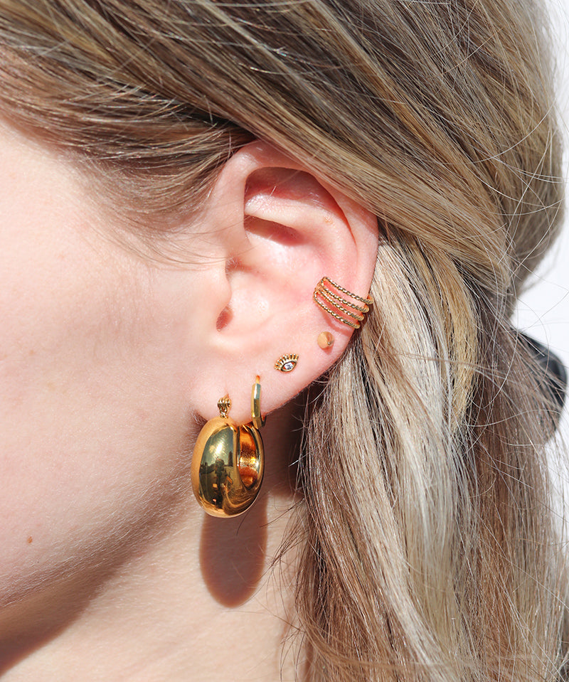 Gold Dome Hoop Earrings