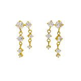 Crystal Double Drop Earrings - Gold