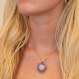 Amethyst Flower Necklace - Silver