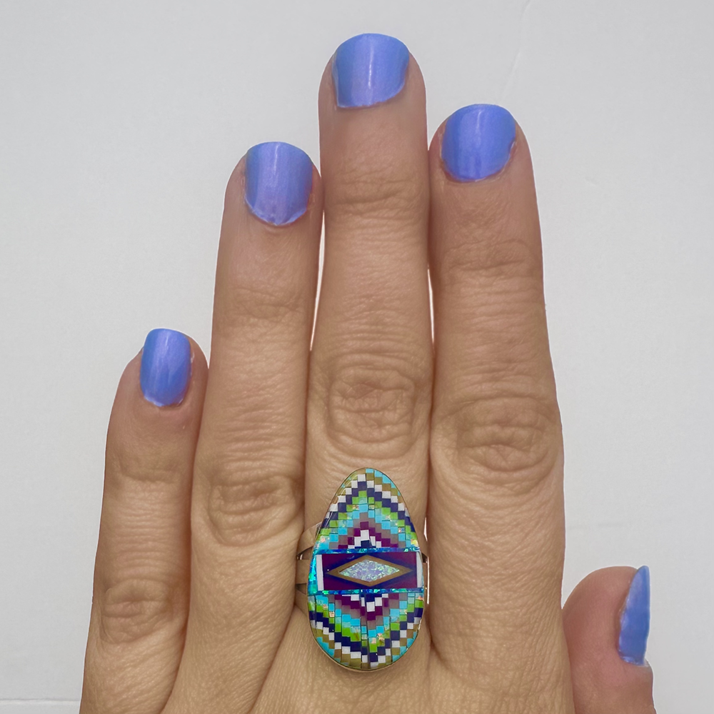 Faberge Egg Mosaic Inlay Ring
