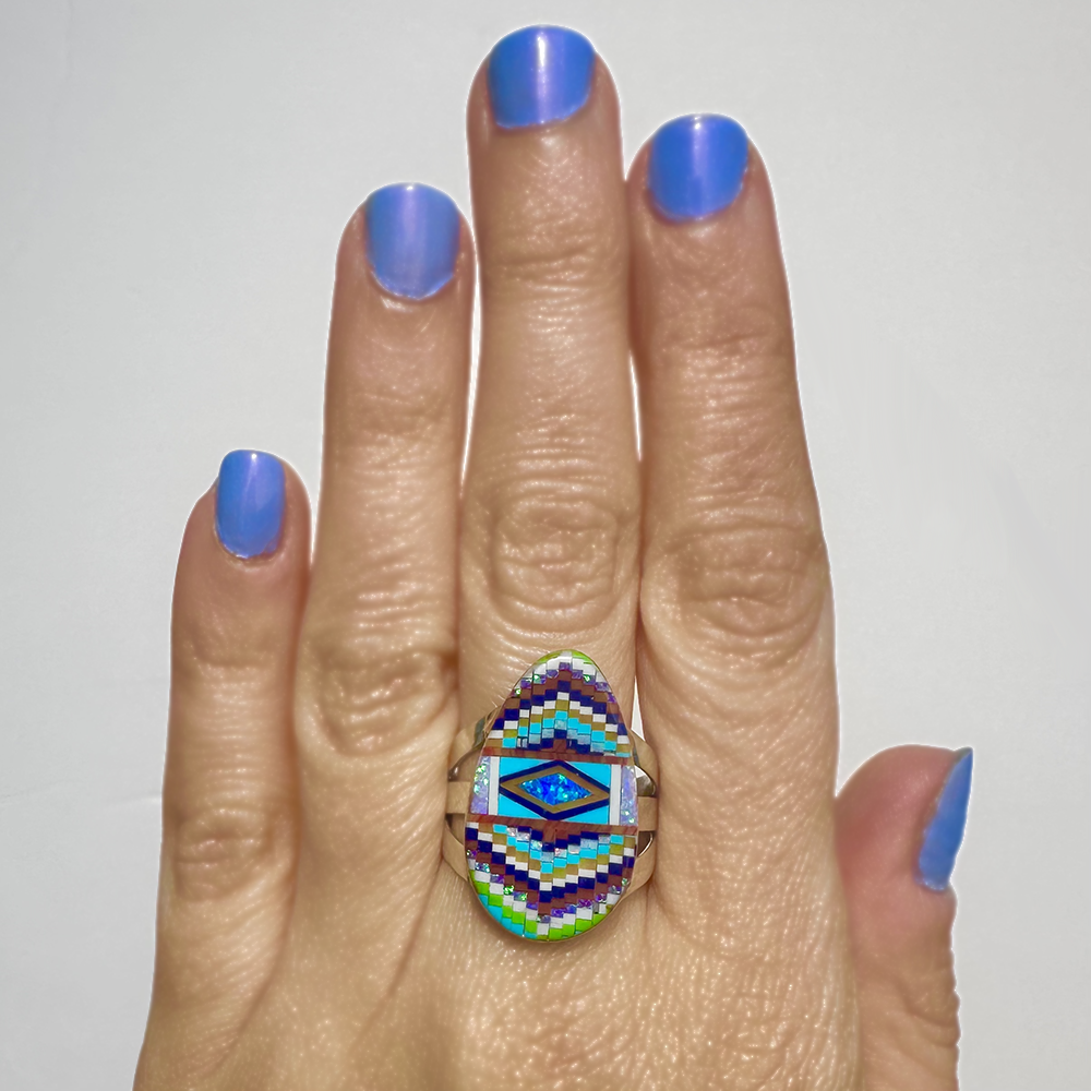 Faberge Egg Mosaic Inlay Ring