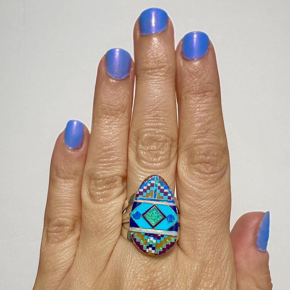 Faberge Egg Mosaic Inlay Ring