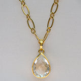 gold quartz bold stunner necklace 14k gold plated 925 sterling silver