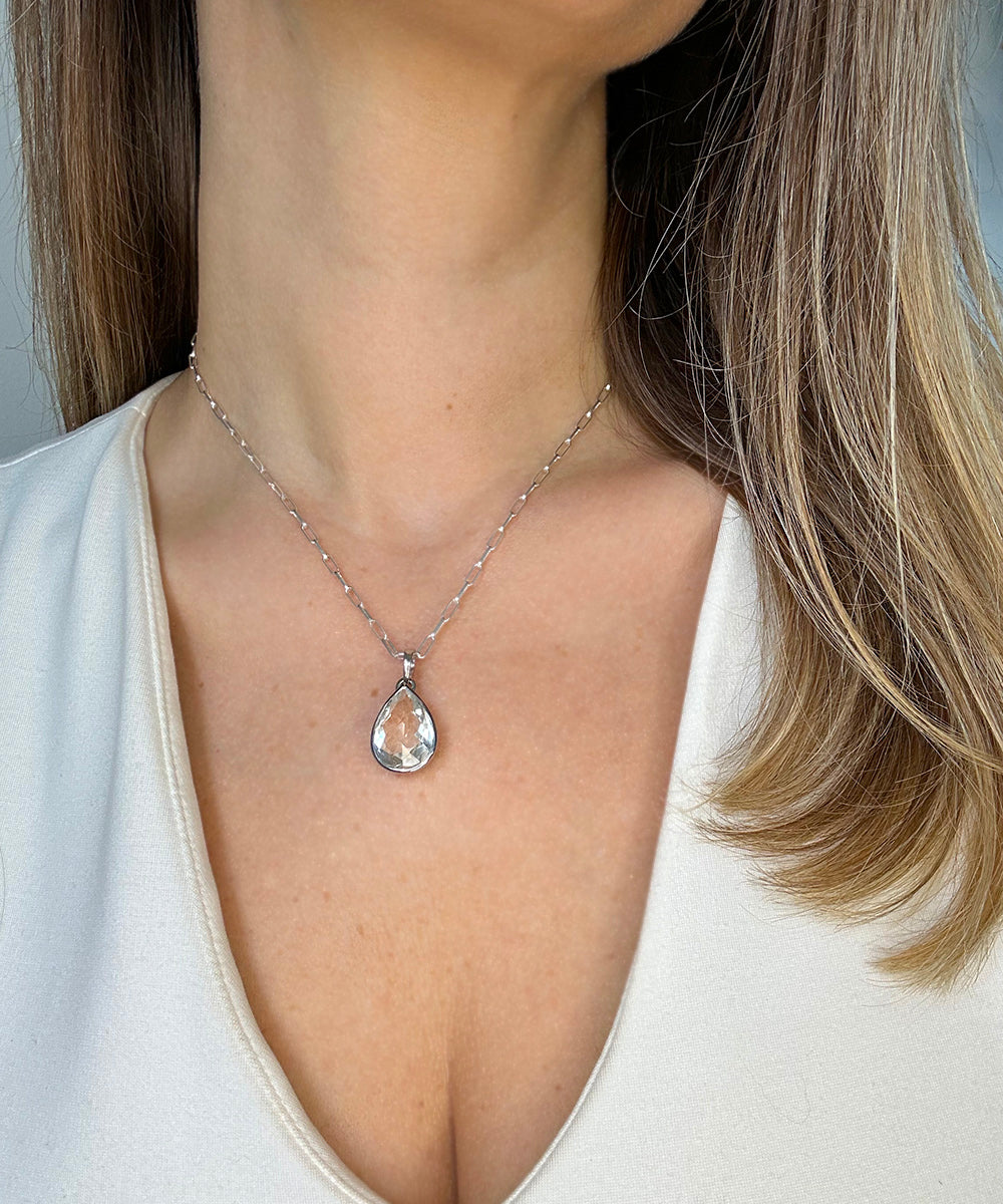 Quartz Paperclip Stunner Necklace - Silver