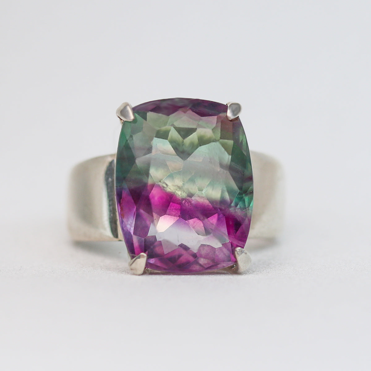 Custom natural Fluorite ring solid .925 sterling silver