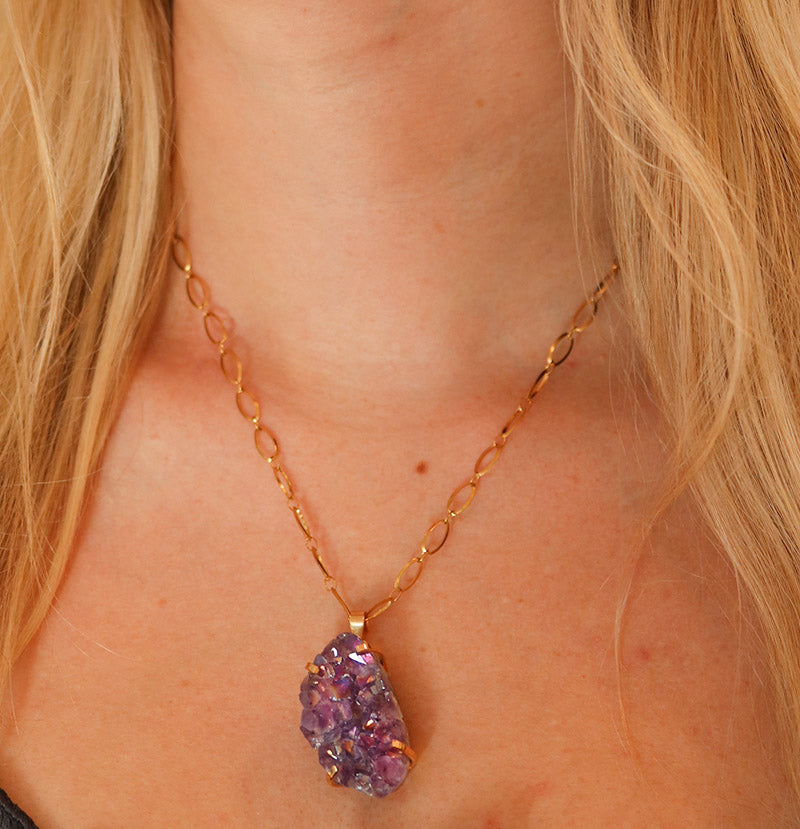 Aura Amethyst Cluster Necklace #2