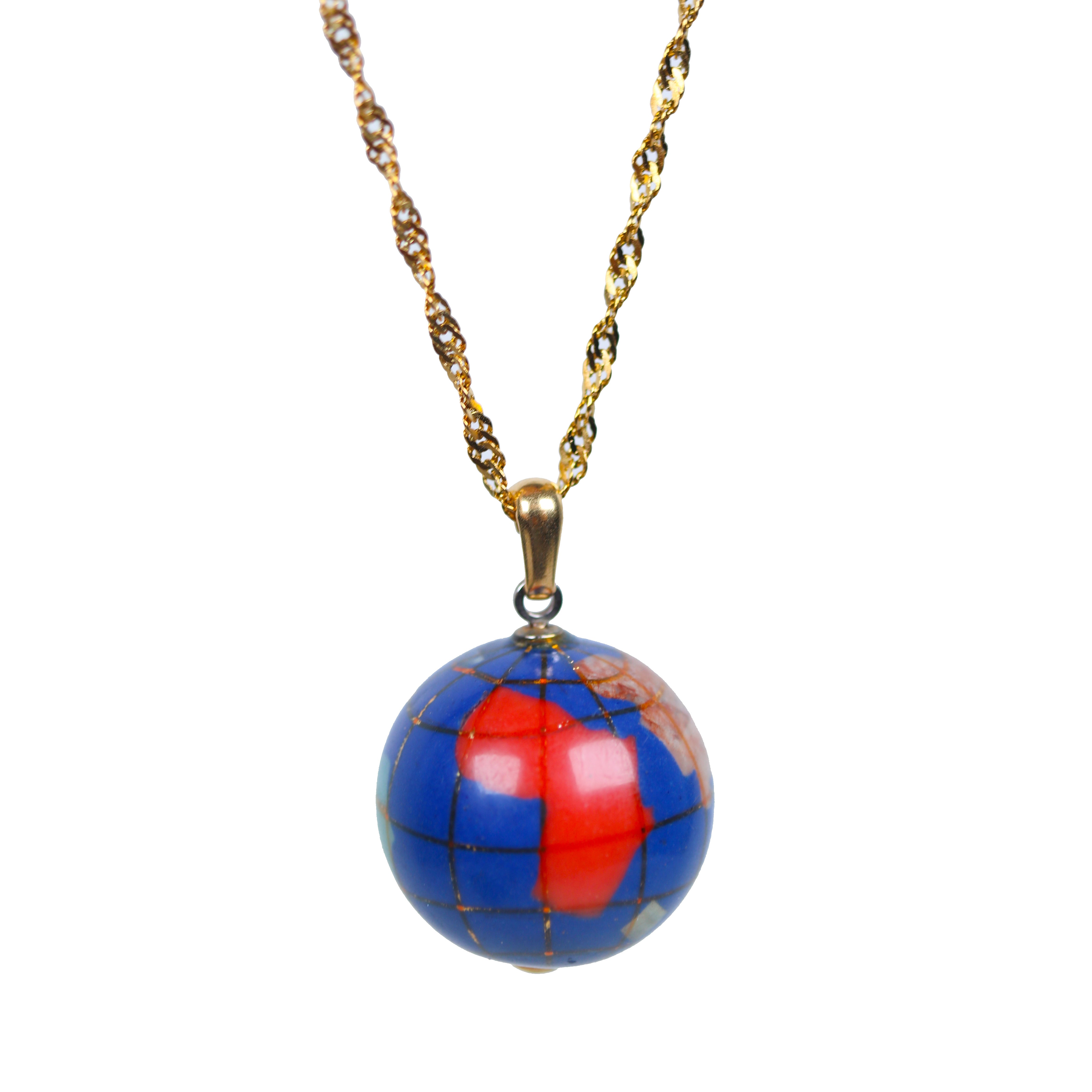 Vintage Globe Trotter Stone Inlay Necklace