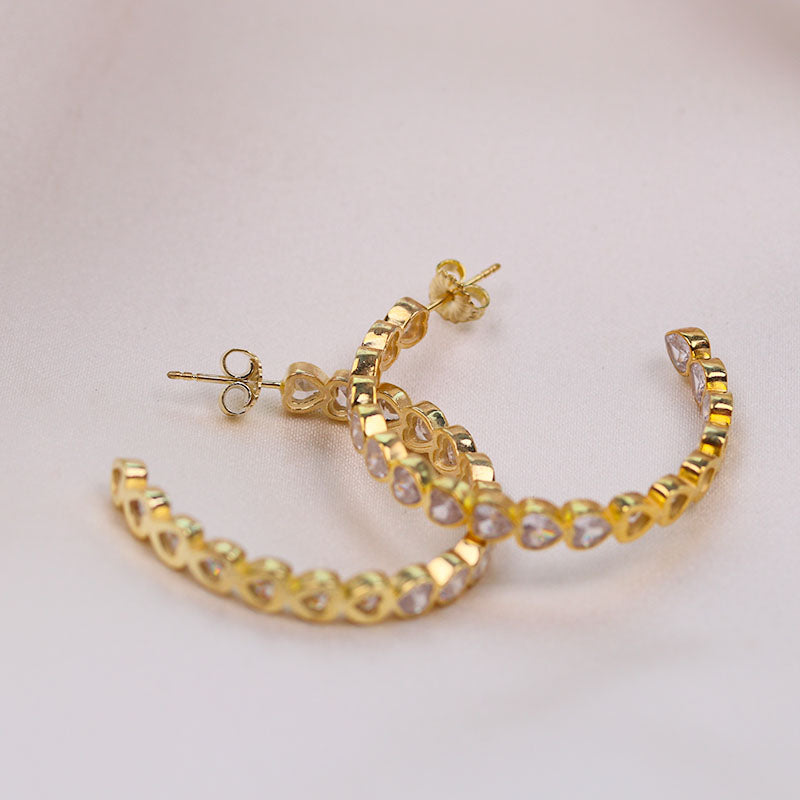 Heart Crystal Hoops - 1.5"