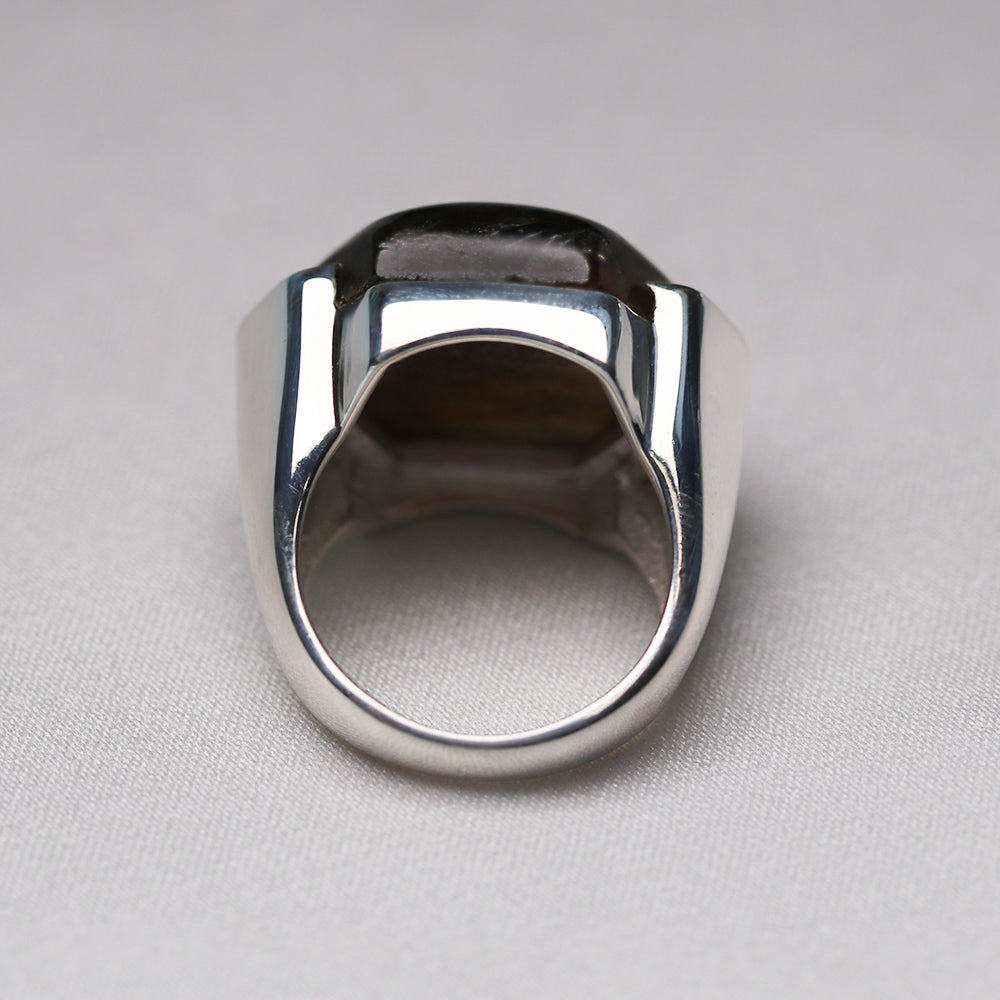 Labradorite hexagon cabochon solid nickel free sterling silver ring