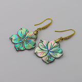 Carved Hibiscus Abalone Earrings