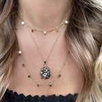 Natural Pyrite necklace waterproof gold chain 18k gold plated stainless stee