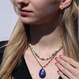 Lapis Lazuli + Blue Topaz Chunky Oval Necklace