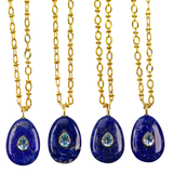 Lapis Lazuli + Blue Topaz Chunky Oval Necklace