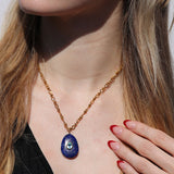 Lapis Lazuli + Blue Topaz Chunky Oval Necklace