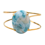 Larimar Ocean Waves Cuff Bracelet - Gold