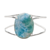 Larimar Ocean Waves Cuff Bracelet - Silver