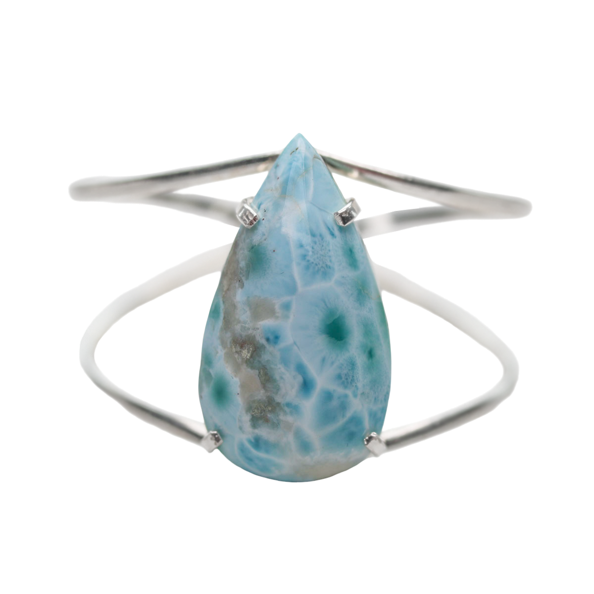 Larimar Ocean Waves Cuff Bracelet - Silver