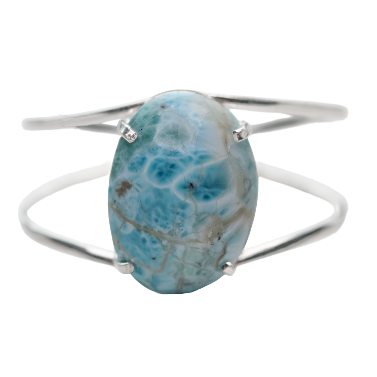 Larimar Ocean Waves Cuff Bracelet - Silver
